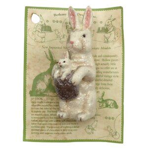Bethany Lowe Our Easter Party Brooch Pin Glitter Bunny Rabbit Basket Spring NEW